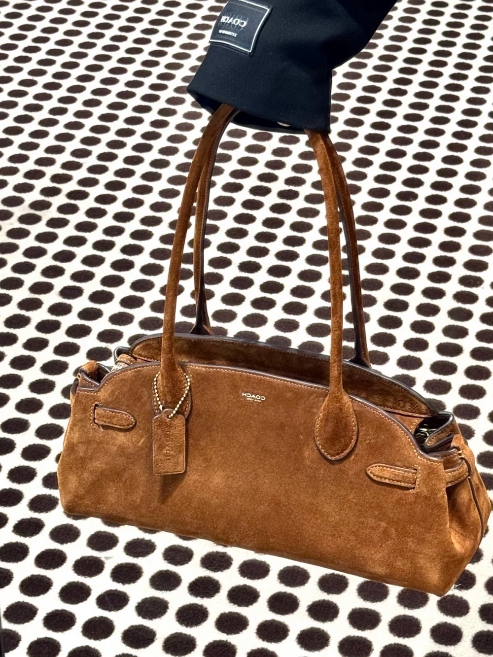 Coach Suede Shoulder Bag in Brown